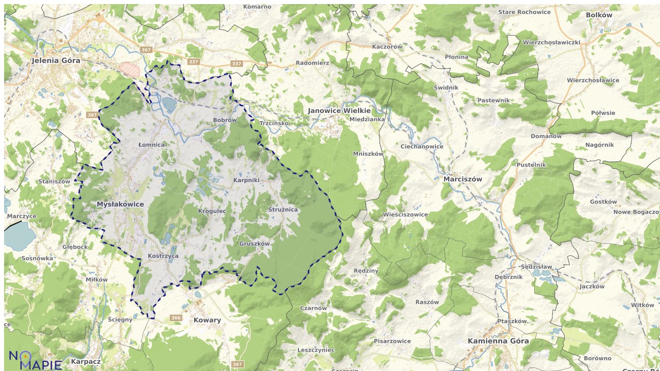 Mapa obszarów ochrony przyrody Mysłakowic