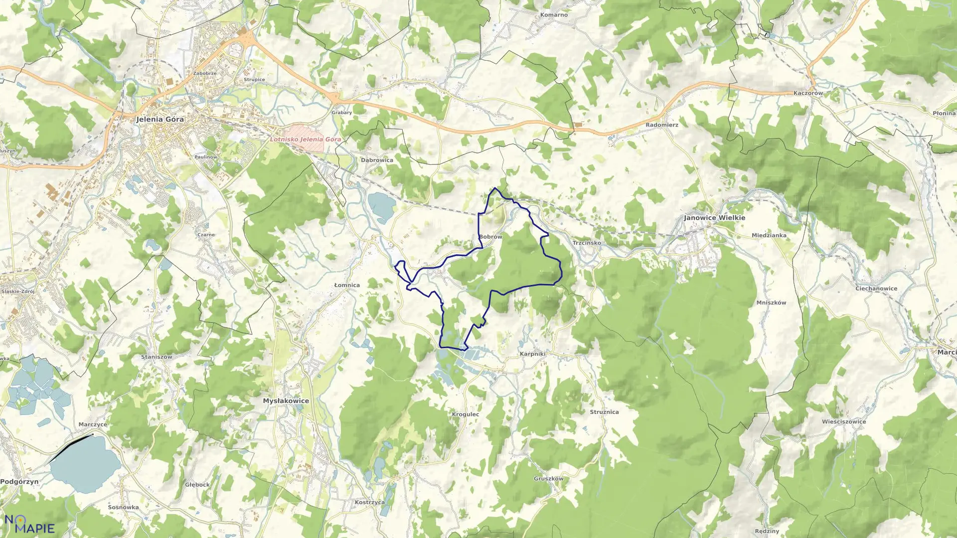 Mapa obrębu BOBRÓW w gminie Mysłakowice