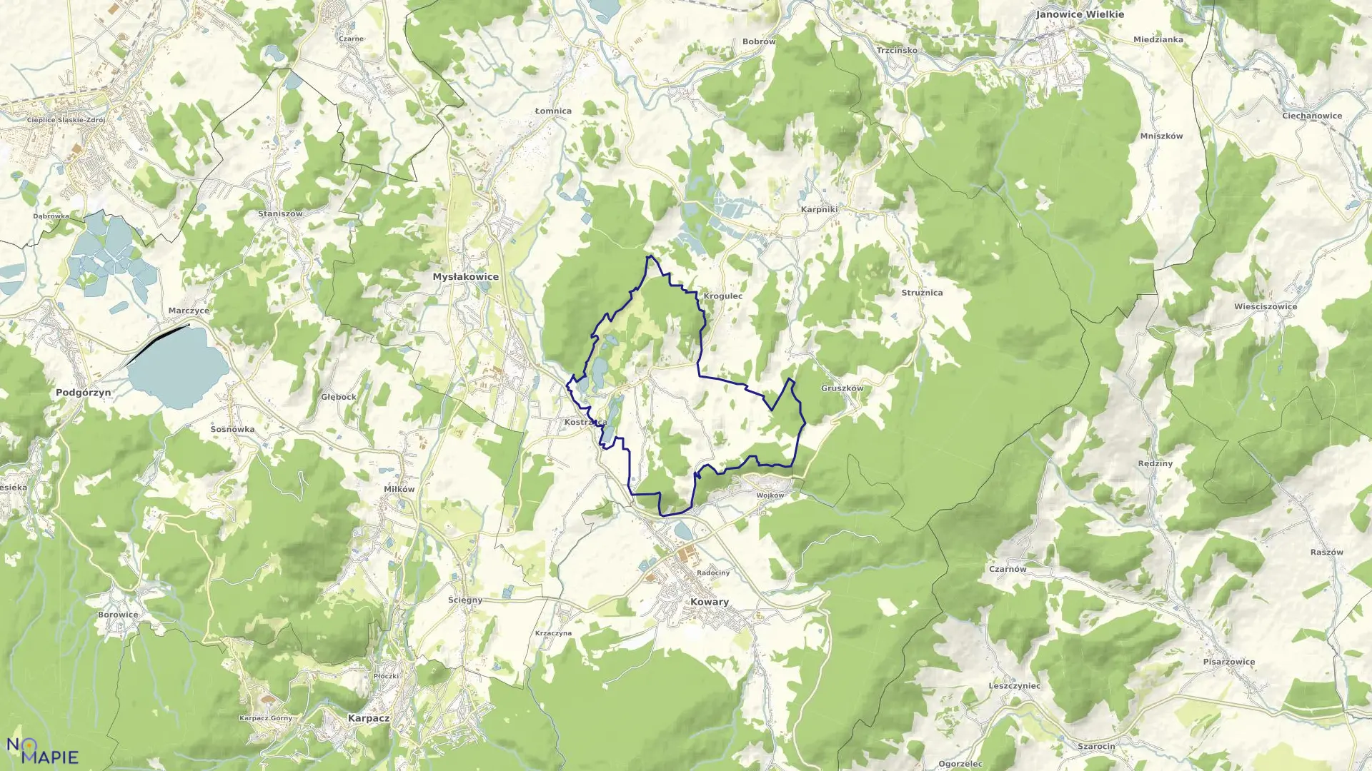 Mapa obrębu BUKOWIEC w gminie Mysłakowice