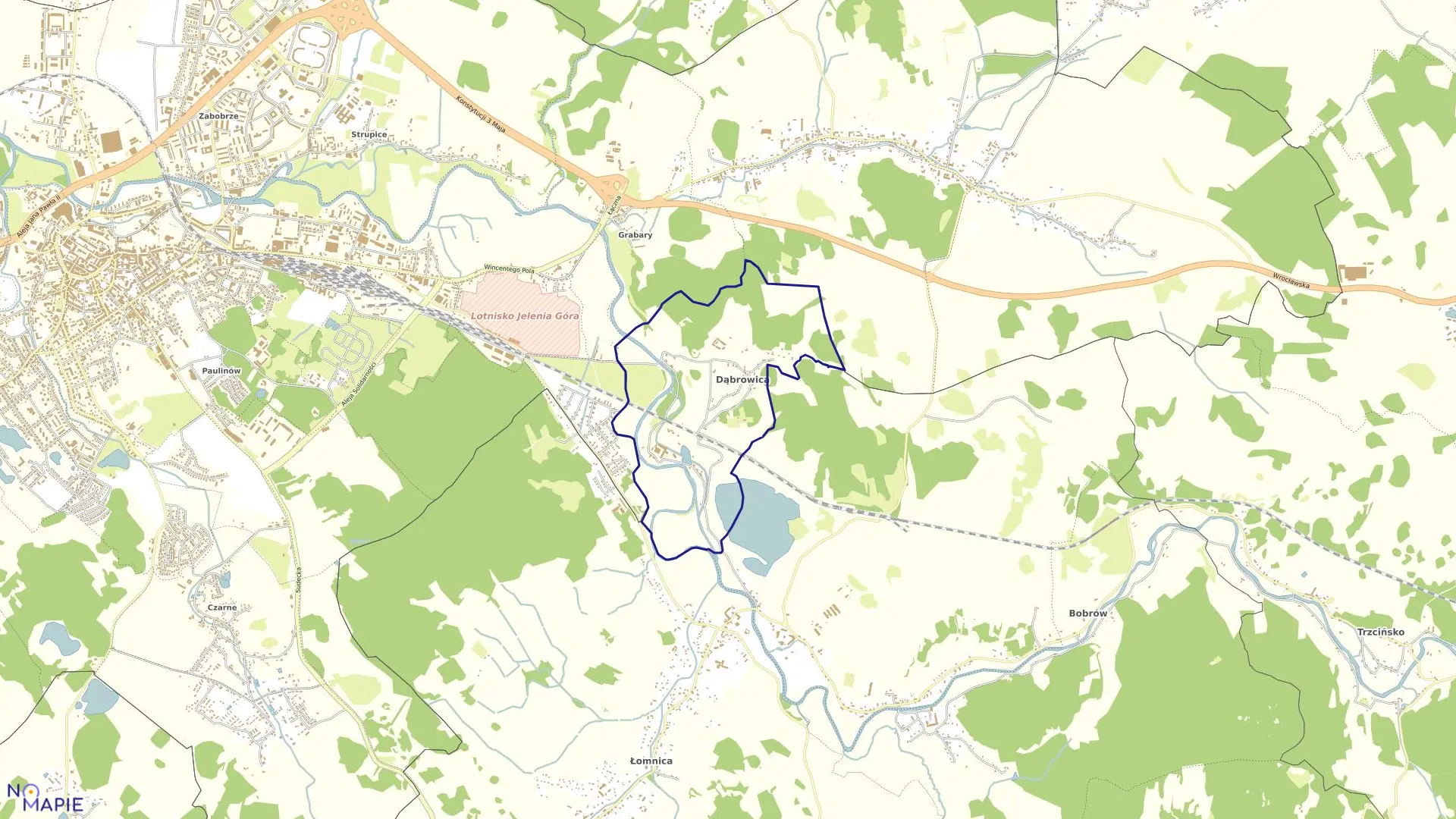 Mapa obrębu DĄBROWICA w gminie Mysłakowice