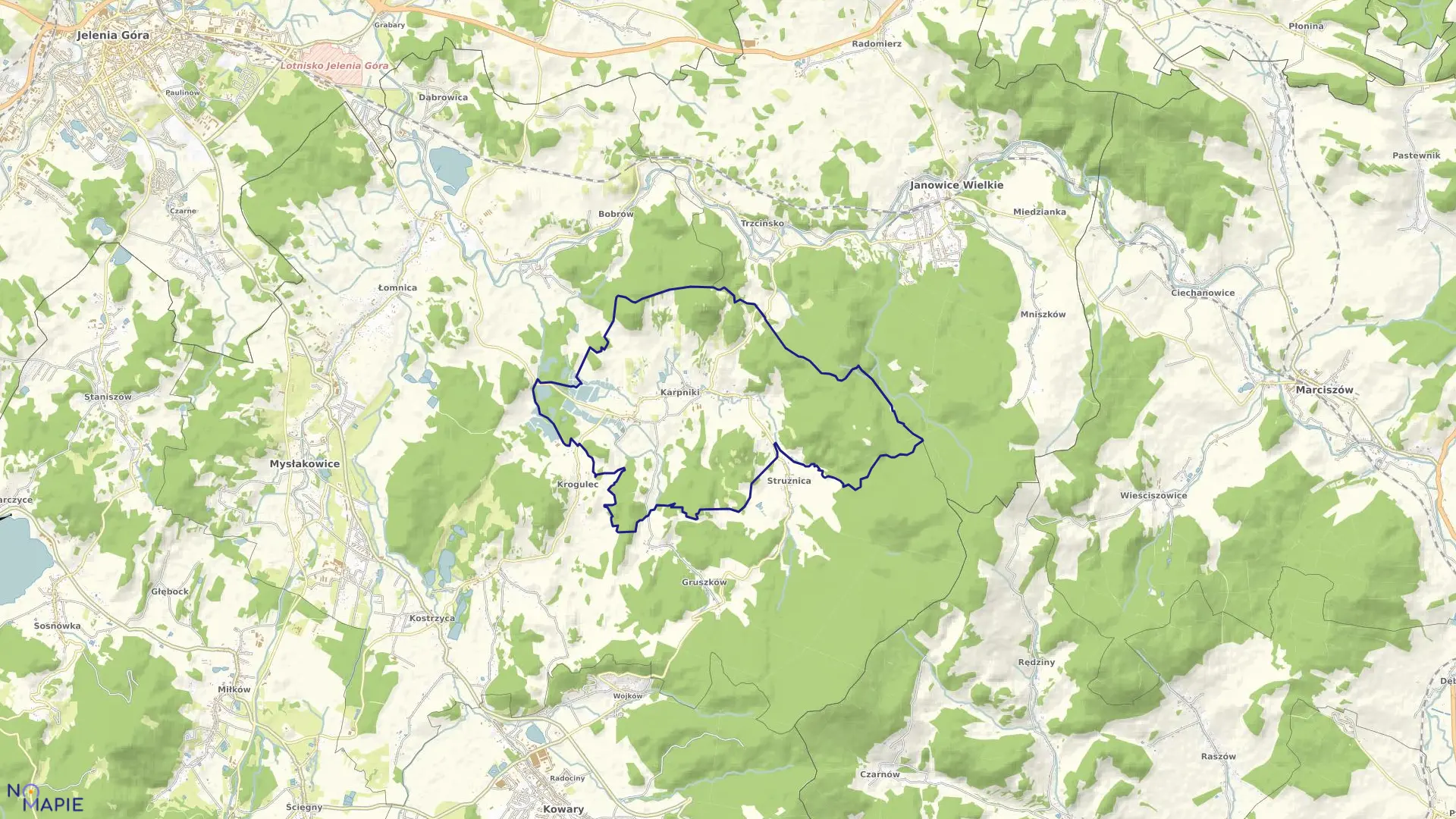 Mapa obrębu KARPNIKI w gminie Mysłakowice