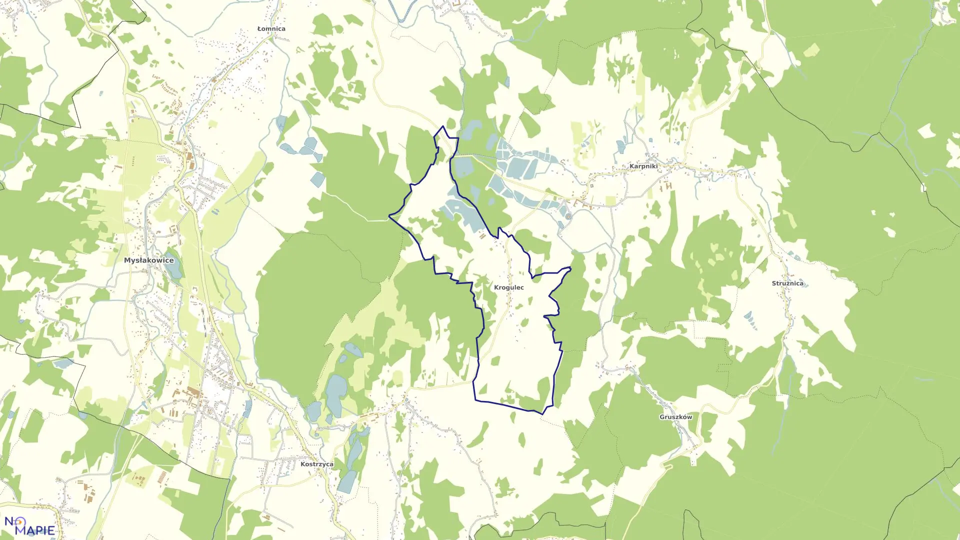 Mapa obrębu KROGULEC w gminie Mysłakowice