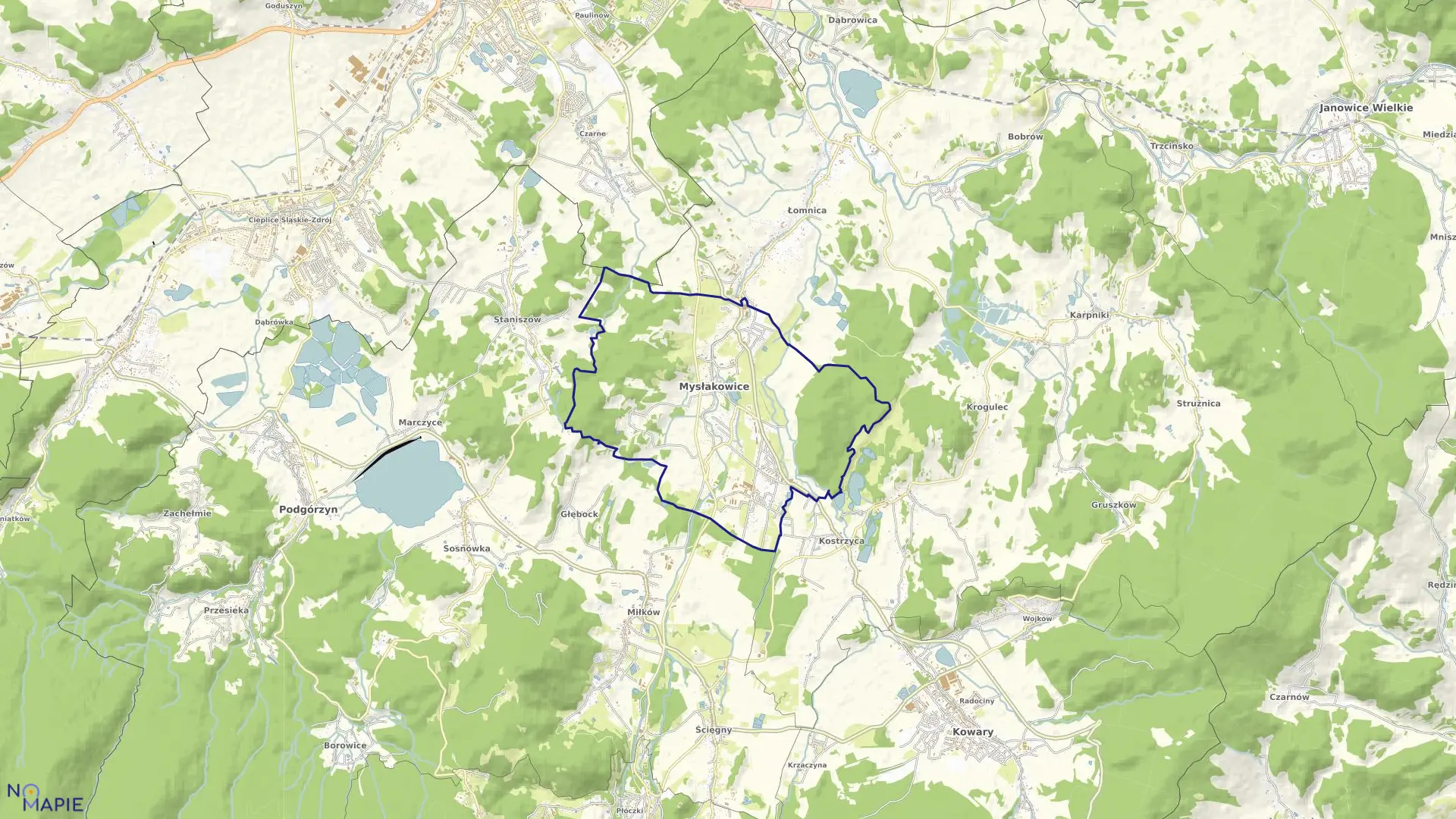 Mapa obrębu MYSŁAKOWICE w gminie Mysłakowice