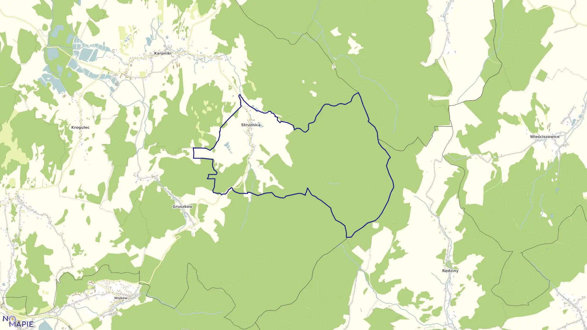 Mapa obrębu STRUŻNICA w gminie Mysłakowice